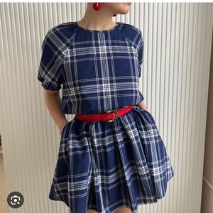 Hill house Adeline dress navy spring plaid. Size M. New.